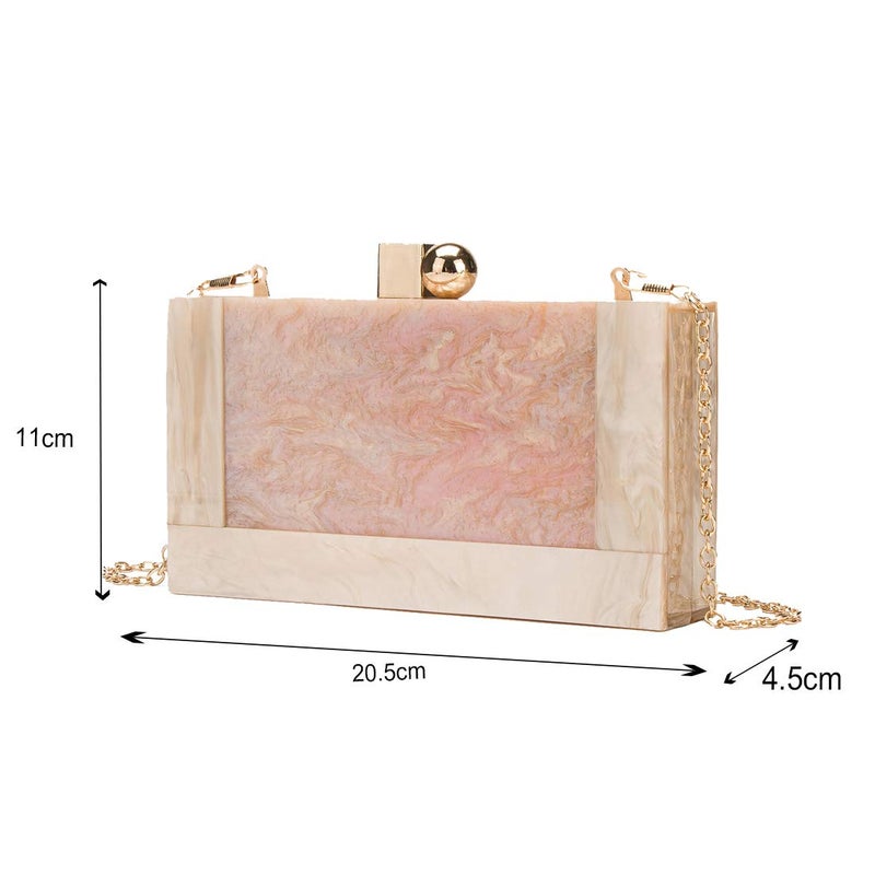 LETODE New acrylic contrast color stitching clutch for Women Wedding Party Clutch bag (5240-apricot) - Image 4